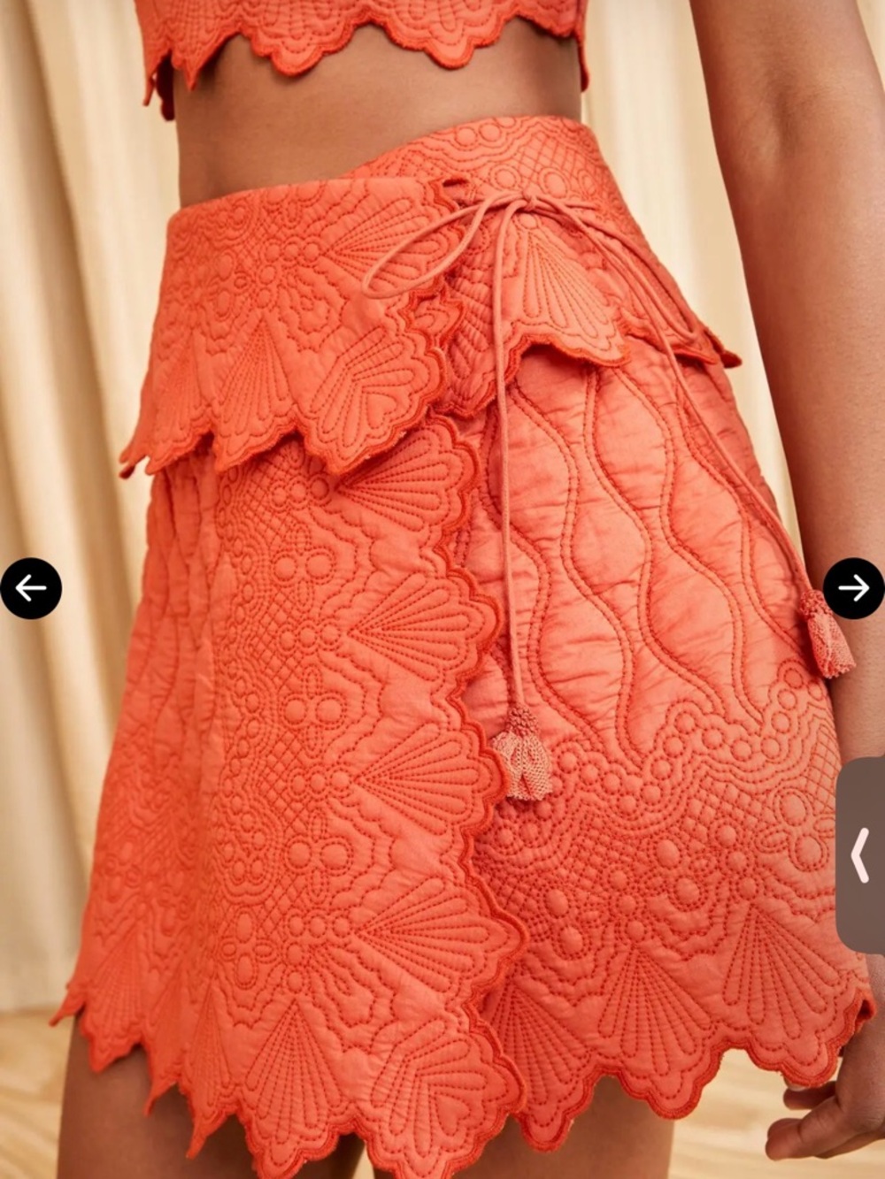 Ulla Johnson Coral Orange Crochet Lace Mini Skirt - Picture 2 of 3
